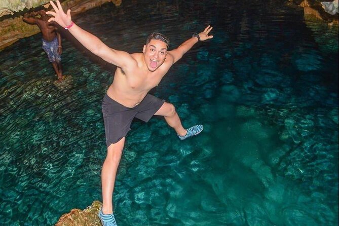 ATV through the cenote jungle, chocolate tasting AND coffee - Cenote-type cave with crystal-clear blue water: the swim finish