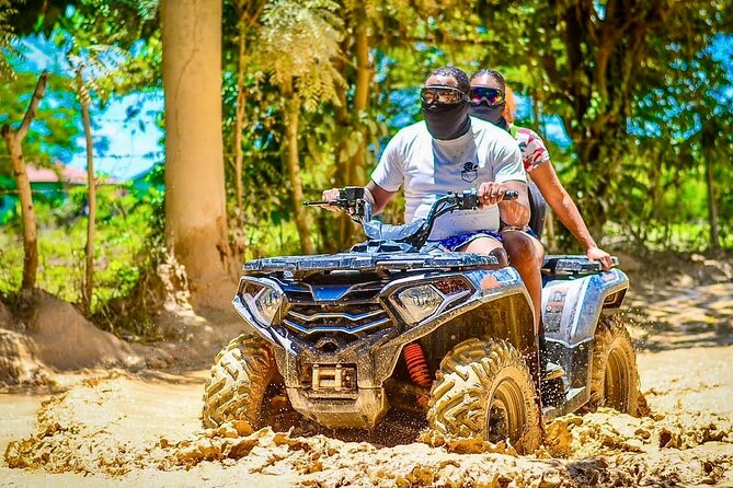 Punta Cana: Amazing ATV Adventure Private Road & Beach W/ PickUp - Cave stop and a quick swim break