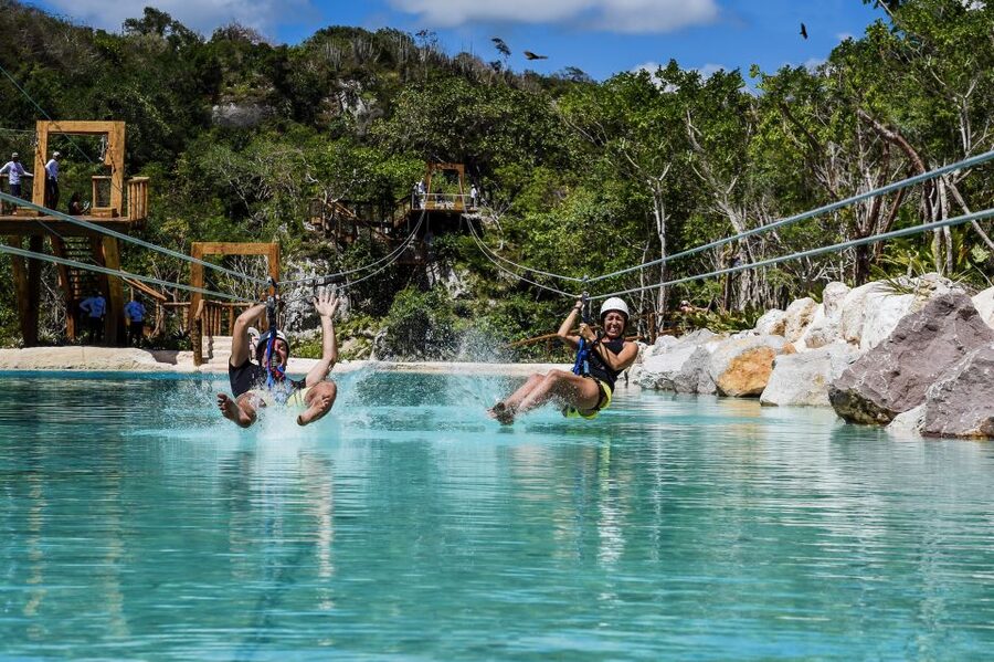 Punta Cana: Blue Hole and Scape Park Cap Cana Entry Ticket - Zip Line Eco Splash and the water-fountain glide