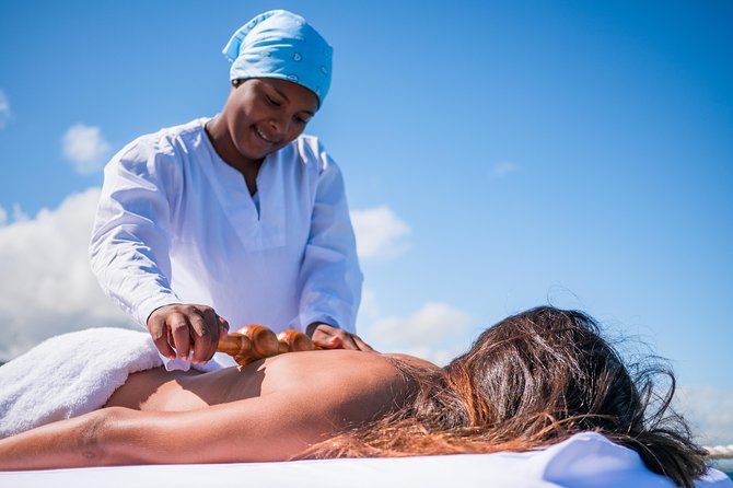 Reef Explorer Multiple activity Excursion from Punta Cana by Marinarium - The floating island setup, mats, and four massage options