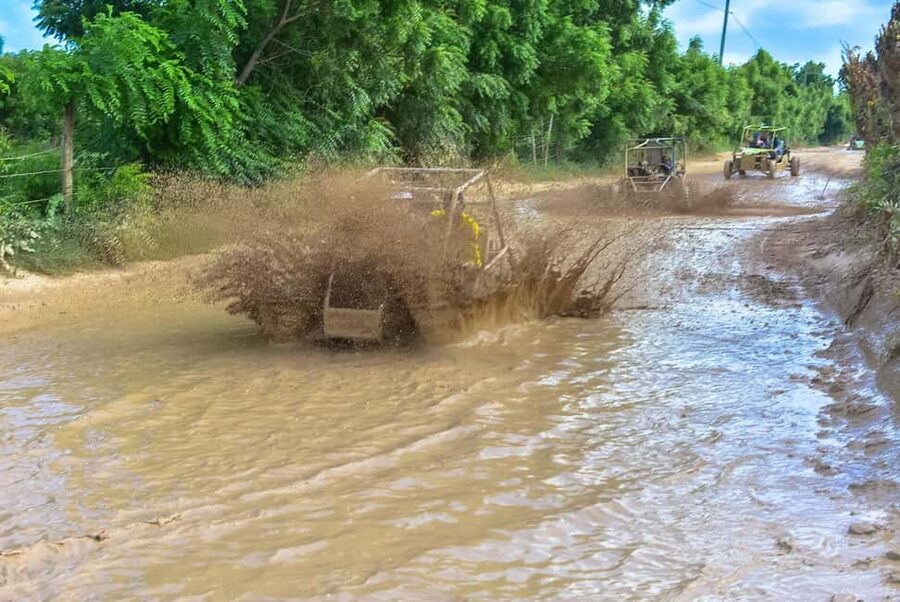 Ultimate Buggy Expedition from Punta Cana with blue cenote - Northern Punta Cana Farmland Roads: Mud Puddles, Palm Trees, Tobacco, and Mountain Views